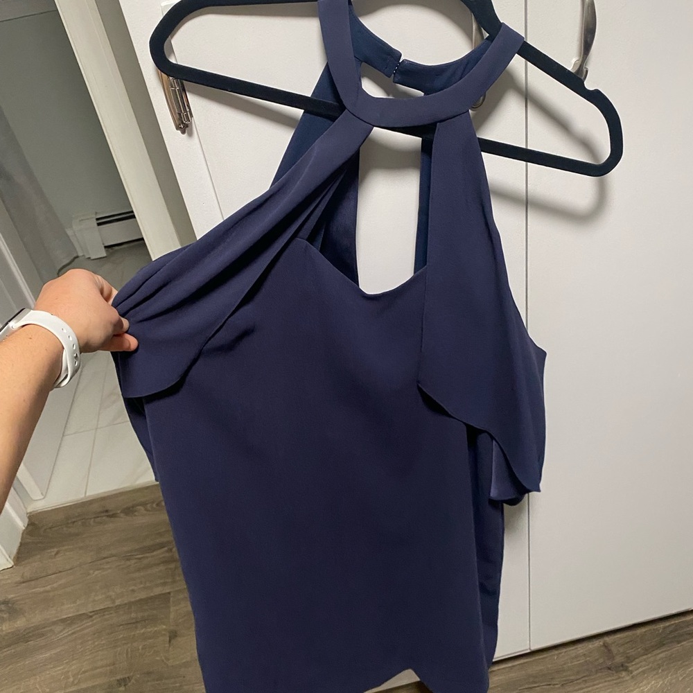 BCBG Navy Blue- open shoulder dress